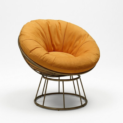 Poltrona Club Lounge Designer Imbottita 1 Posto Relax Singola Arancione