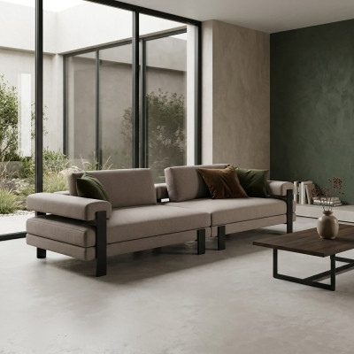 Divano 2 posti Tessuto Legno Moderno Divano Imbottito Design Lusso Nuovo