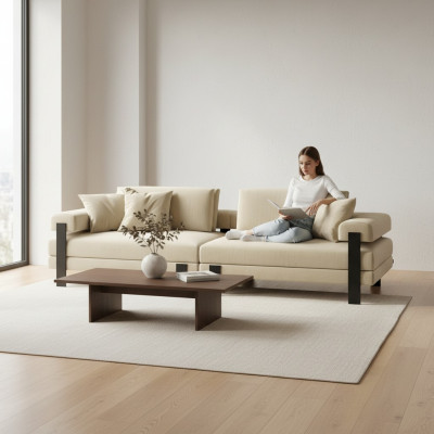 Divano design 2 posti Moderno Divano Imbottito Beige Divani Design Nuovo