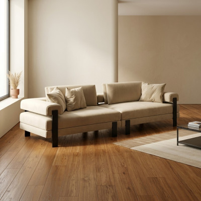 Divano design 2 posti Moderno Divano Imbottito Beige Divani Design Nuovo