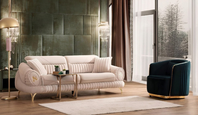 Divano 3 posti con poltrona Bianco Design elegante moderno di lusso