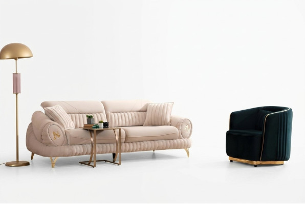 Divano 3 posti con poltrona Bianco Design elegante moderno di lusso