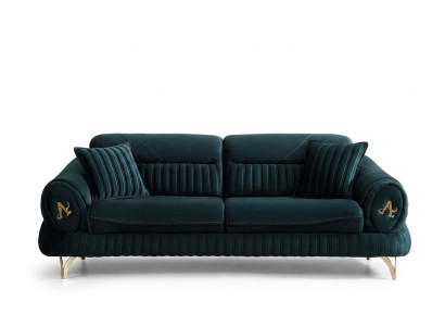 Tre posti in verde, divano di lusso, design moderno in legno, mobili da soggiorno nuovi