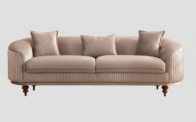 Divano a 3 posti, poltrona elegante design moderno di lusso in legno imbottito.