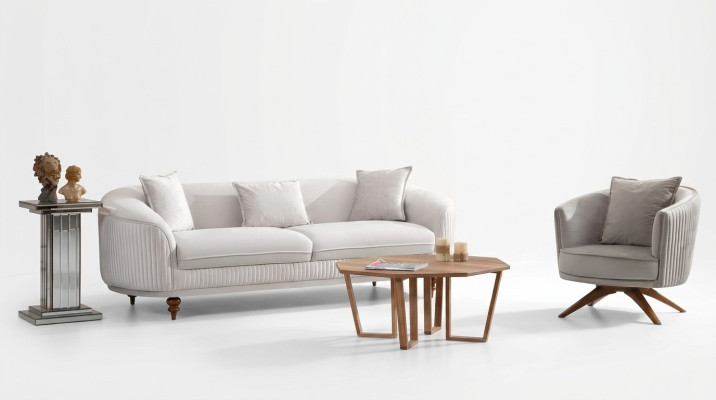Divano a 3 posti, poltrona elegante design moderno di lusso in legno imbottito.