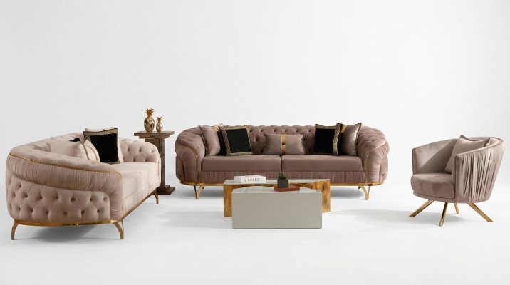 Divano design a 3 posti Chesterfield in tessuto, divano imbottito, divano in tessuto nuovo.