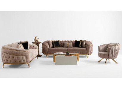 Divano design a 3 posti Chesterfield in tessuto, divano imbottito, divano in tessuto nuovo.