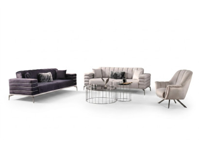 Set di divani di lusso 3-2-1 design moderno, divano imbottito grigio nuovo