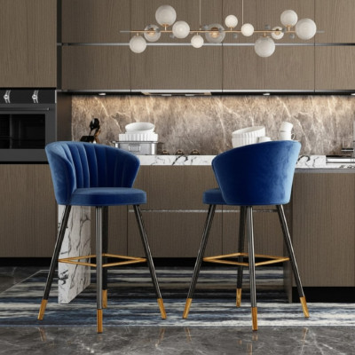 Sgabello da bar Sedia da bar Blu Velluto Design Sedie da bar Sgabelli Bar Sedie Nuove  Sgabello da bar Sedia da bar Blu Velluto Design Sedie da bar Sgabelli Bar Sedie Nuove