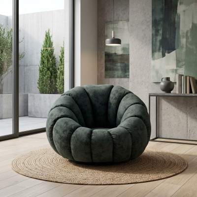 Poltrona 1 posto in tessuto per soggiorno di lusso, design grigio moderno nuovo.