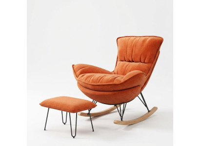 Poltrona design relax arancione tessuto soggiorno imbottita di lusso da una persona.