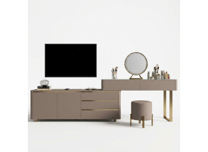Tavolo da toeletta con cassetti RTV, specchio, console di lusso per la camera da letto.