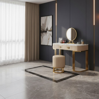 Tavolo trucco da designer con specchio da toeletta per il trucco, console da camera da letto nuovo