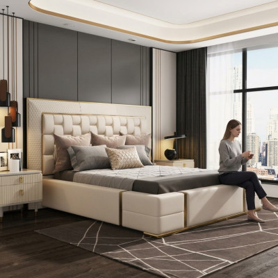 Camera da letto di lusso Letto Imbottito Design Letti matrimoniali di lusso Mobili Nuovi
