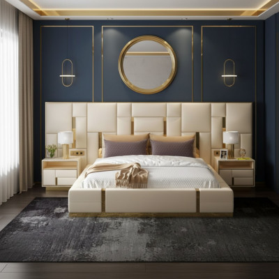 Lusso Camera da letto Letto Imbottito Design Letti di lusso doppi nuovi per hotel