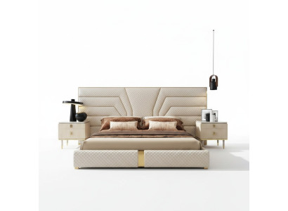 Camera da letto Moderno Legno Tessile Letti Letto Letto Imbottito di lusso Matrimoniale