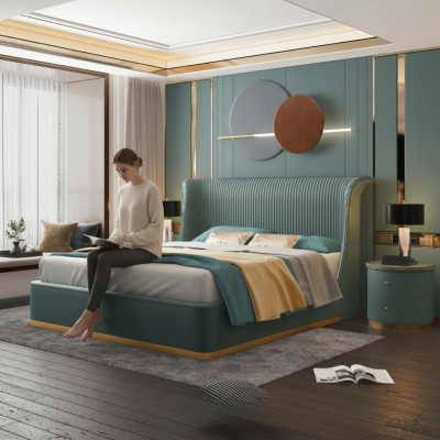 Letto di design Camera da letto Letti Arredamento Albergo Lusso Imbottito Nuovo