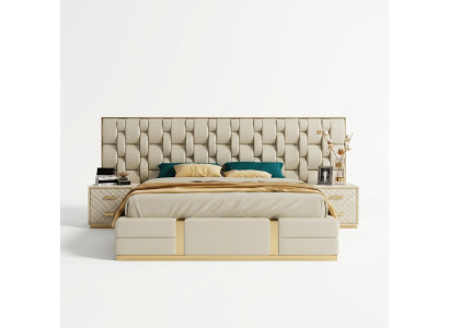 Letto Imbottito Design di Lusso Letto Matrimoniale Camera da Letto Hotel Nuovo