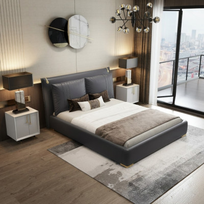 Letto di lusso Letti Moderni Letto Matrimoniale Grigio Struttura Letto Camera da Letto Nuovo