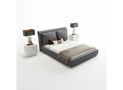 Letto di lusso Letti Moderni Letto Matrimoniale Grigio Struttura Letto Camera da Letto Nuovo