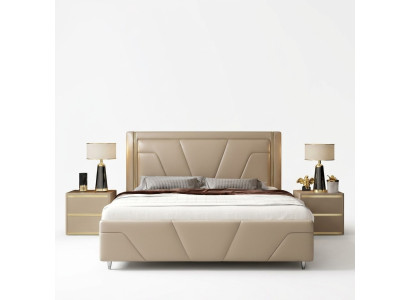 Camera da letto Letto Imbottito Design Mobili di Lusso Matrimoniali Beige Letti Moderni
