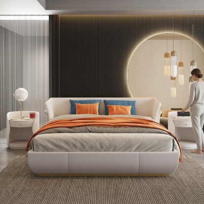 Letto imbottito design di lusso Letti matrimoniali Camera da letto 180x200cm Nuovo