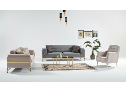 Set di divani esclusivo 3+3+1 3 pezzi 2 divani poltrona Relax Set di lusso  Set di divani esclusivo 3+3+1 3 pezzi 2 divani poltrona Relax Set di lusso