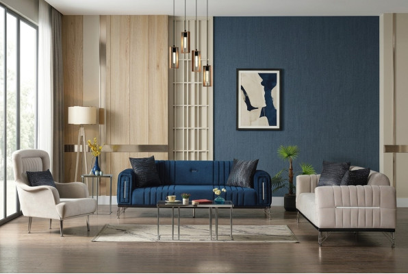 Moderno set di divani 3+3+1 posti in tessuto design nuovo