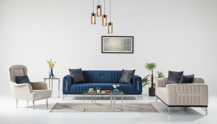 Moderno set di divani 3+3+1 posti in tessuto design nuovo