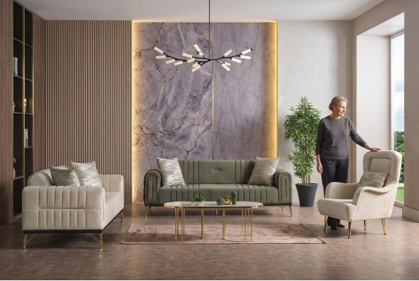 Set di divani esclusivo 3+3+1 3 pezzi 2x divano Poltrona relax Set di lusso  Set di divani esclusivo 3+3+1, 3 pezzi, 2 divani e Poltrona relax. Set di lusso