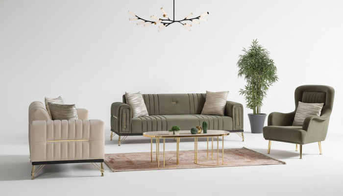 Set di divani esclusivo 3+3+1 3 pezzi 2x divano Poltrona relax Set di lusso  Set di divani esclusivo 3+3+1, 3 pezzi, 2 divani e Poltrona relax. Set di lusso