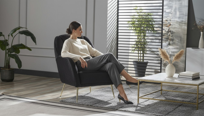 Elegante poltrona divano set di divani neri Relax 2 pezzi mobili da soggiorno.