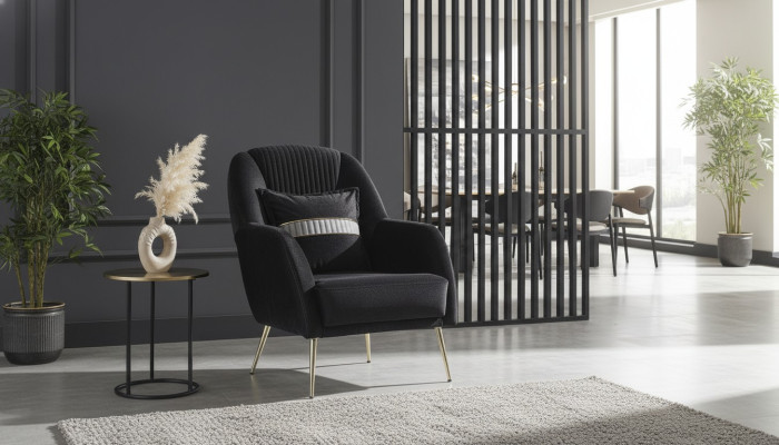 Elegante poltrona divano set di divani neri Relax 2 pezzi mobili da soggiorno.