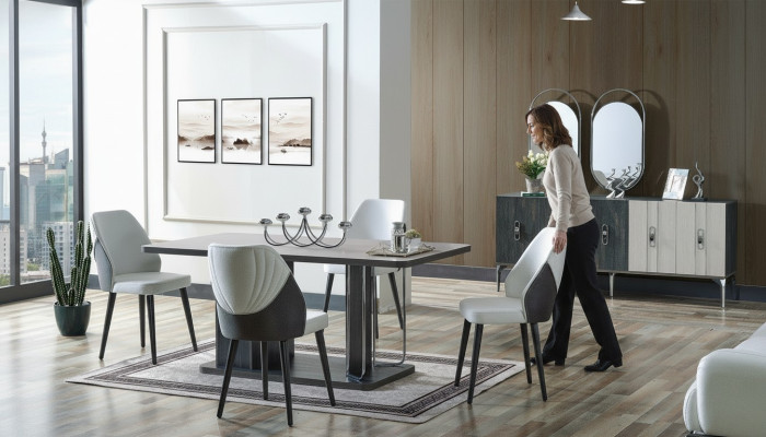 Set da sala da pranzo di lusso, tavolo da pranzo 6 sedie credenza gruppi da pranzo gruppo da pranzo 8 pezzi
