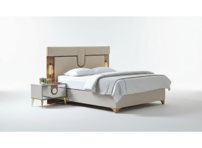 Set camera da letto di lusso Letto + 2 comodini Completo in legno Nuovo moderno