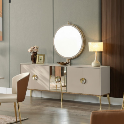 Mobile credenza marrone lucido in legno di lusso cassettiera.