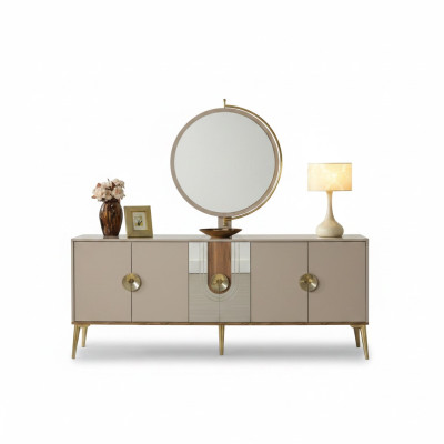 Mobile credenza marrone lucido in legno di lusso cassettiera.