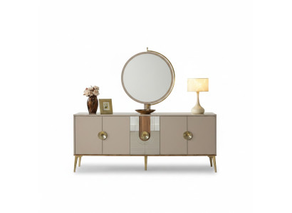 Mobile credenza marrone lucido in legno di lusso cassettiera.