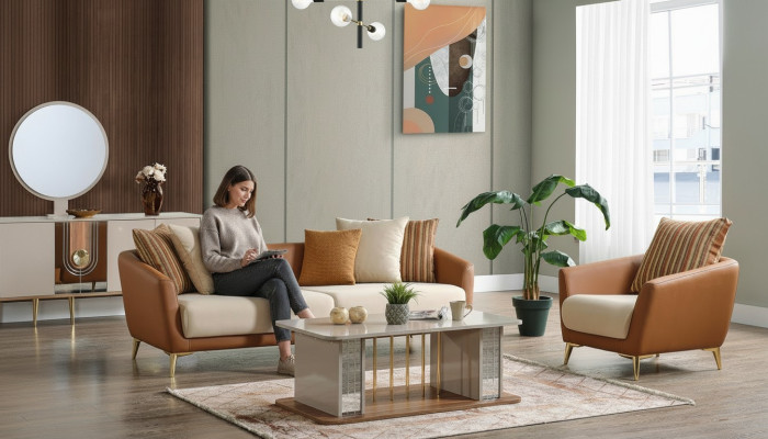 Set di divani di lusso per il soggiorno Set di divani per il soggiorno Divano 3+1+Tavolino Moderno Nuovo