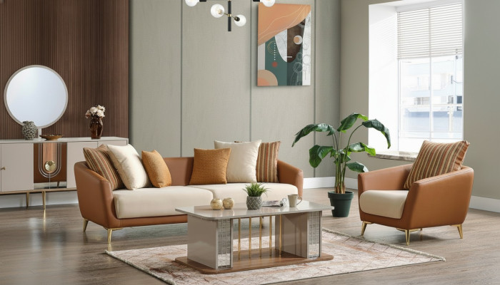 Set di divani di lusso per il soggiorno Set di divani per il soggiorno Divano 3+1+Tavolino Moderno Nuovo