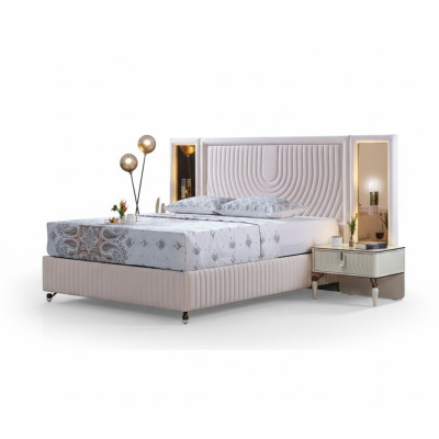Set da camera da letto di lusso Letto + 2 comodini in legno Moderno completo
