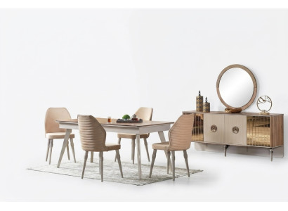 Design sala da pranzo completo Tavolo da pranzo + 6 sedie Mobili moderni Tavolo in legno nuovo