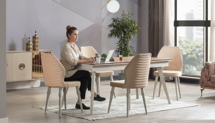 Designer completo 6 sedie + tavolo da pranzo set sala da pranzo set design nuovo