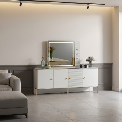 Mobile credenza lusso tavolo apparecchiata cassettiera legno cassettiere moderni