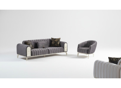 Set di mobili eleganti divano 3+1 Tavolino Divano Set di divani Divani Poltrone Grigio
