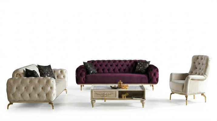 Designer divano 3 posti + 3 posti + 1 poltrona poltrona Imbottito Set Chesterfield Nuovo