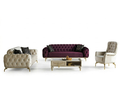 Designer divano 3 posti + 3 posti + 1 poltrona poltrona Imbottito Set Chesterfield Nuovo