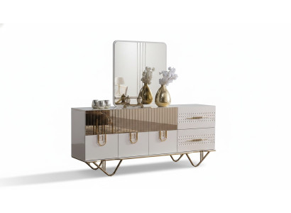 Mobile in legno lucido di lusso con cassettone e credenza