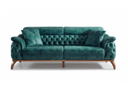 Divano Chesterfield di lusso a 3 posti, design, imbottito, tessuto, nuovo.