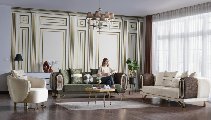 Set di divani design 3+3+1 posti Poltrona Nuova Salotto Set